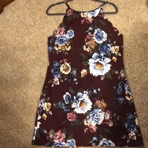 IZ Byer Maroon Floral Shift Dress